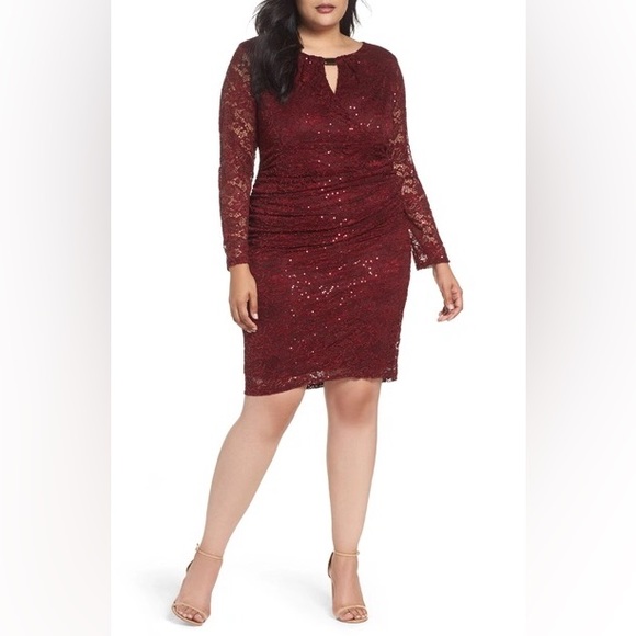 MARINA Dresses & Skirts - ⭕️ PRICE FIRM Marina Size 4 Sequin Burgundy Lace Dress